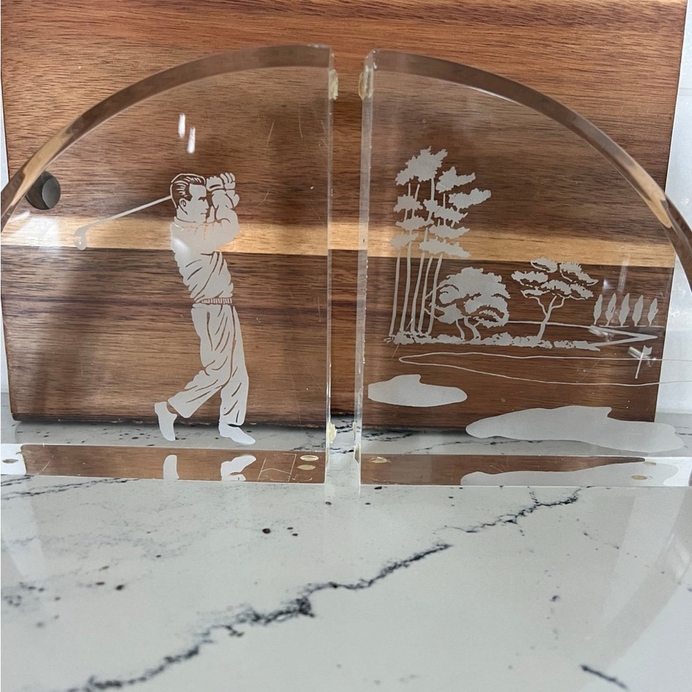 Vintage bookends Beverly Hills golf course etched perfect for Father’s Day